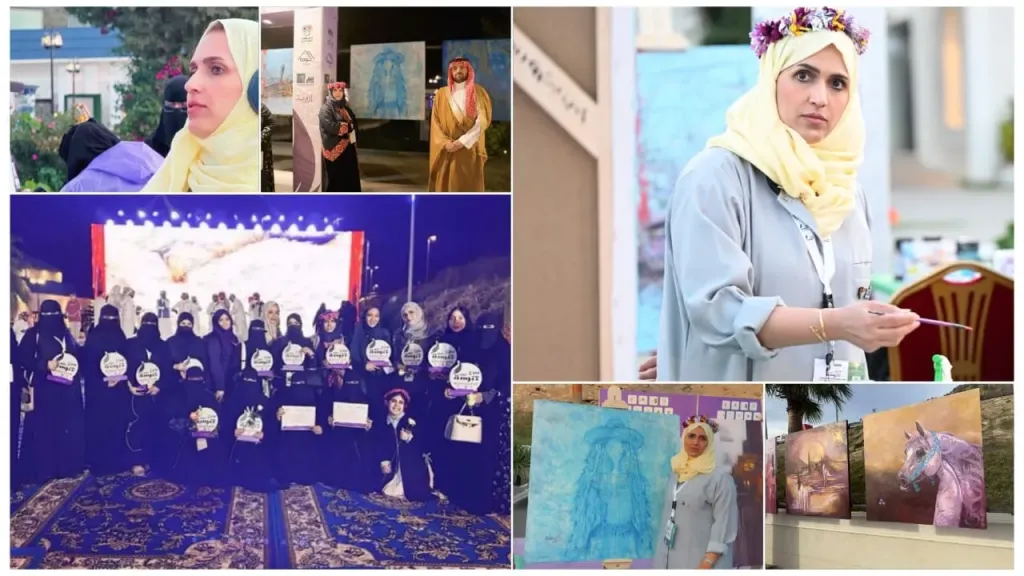 الفنانة التشكيلية أمانى غيث..تترك بصمة فنية مميزة فى ملتقى ”ربيع تنومة الدولى للفنون البصرية”