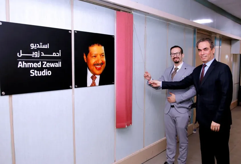 المسلماني وهانى أحمد زويل..يزيحان الستار عن إستديو ”زويل” بماسبيرو