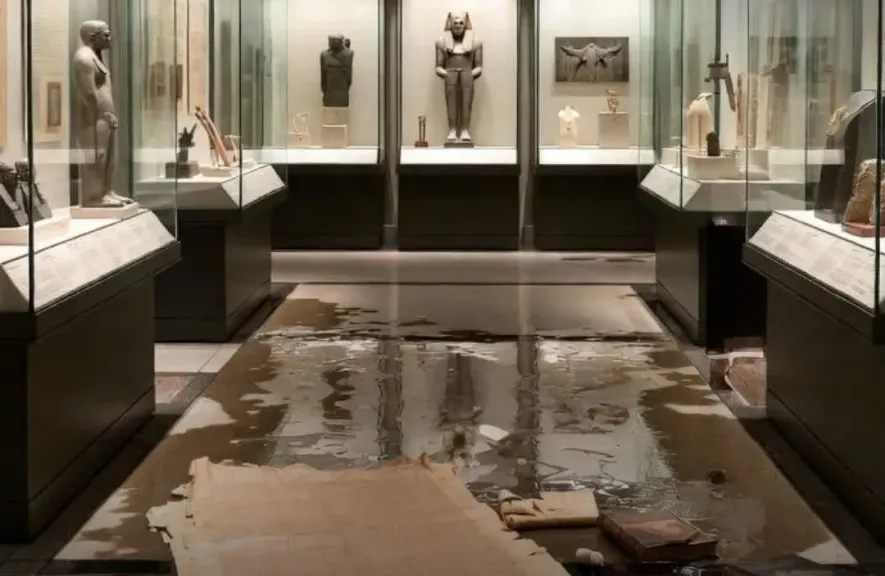 تسرب مياه يهدد قاعة الآثار المصرية ويتلف مئات الوثائق النادرة