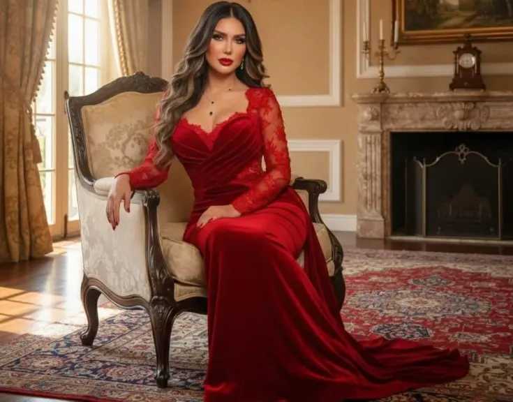 إيناس عز الدين..تتألق بالأحمر فى أحدث ظهور لها  بعيد الحب