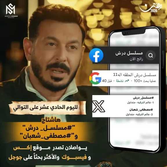 مسلسل ”درش” يواصل التربع على التريند لليوم الحادى عشر على التوالى