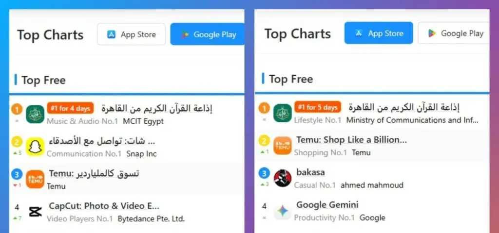 موقع وتطبيق القرأن الكريم الأعلى على جوجل بلاى وآبل ستور 5 أيام متواصلة