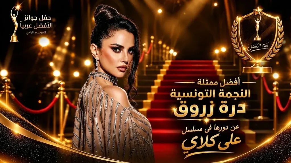 درة زروق..تتوج بجائزة أفضل ممثلة بإختيار الجمهور فى حفل ” الأفضل عربيا”